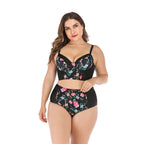 Damen Hochtailliertes Bikini-Set mit floralem Oberteil und unterstützendem Schnitt R&B