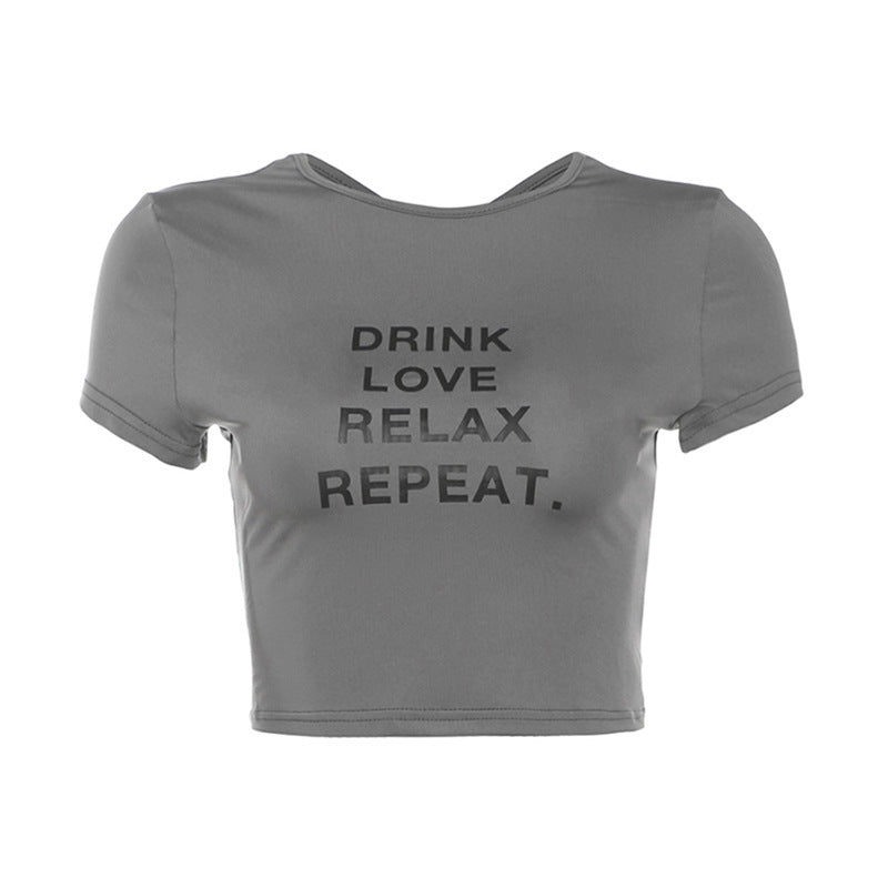 Damen cropped T-Shirt mit Motivdruck R&B