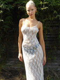 Damen Spitzen-Maxikleid mit schmalen Trägern und eleganter Silhouette R&B