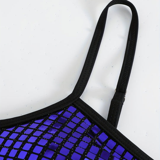 Damen Crop-Bikini-Top mit glitzerndem Netzdesign R&B