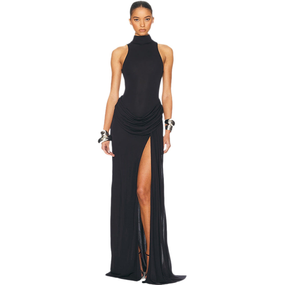 Damen Maxikleid mit figurbetontem Schnitt und elegantem Drapierungselement R&B