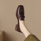Damen elegante Loafers mit komfortablem Blockabsatz