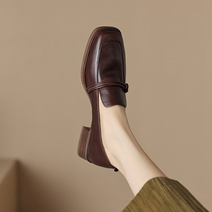 Damen elegante Loafers mit komfortablem Blockabsatz
