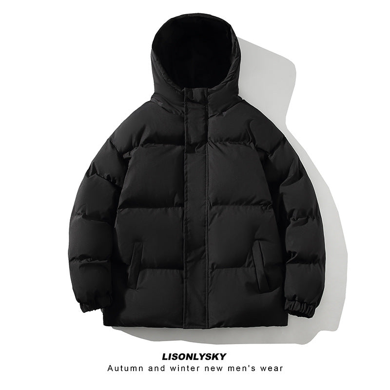 Herren gesteppte Winterjacke mit hohem Kragen und seitlichen Taschen