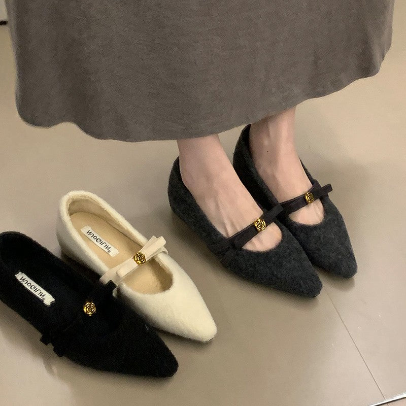 Damen elegante Ballerinas mit dekorativem Schleifenakzent und weichem Innenfutter R&B