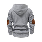 Herren nan strukturierter Kapuzenpullover im Henley-Stil mit Kontrastbesatz und Ellenbogenaufnähern R&B