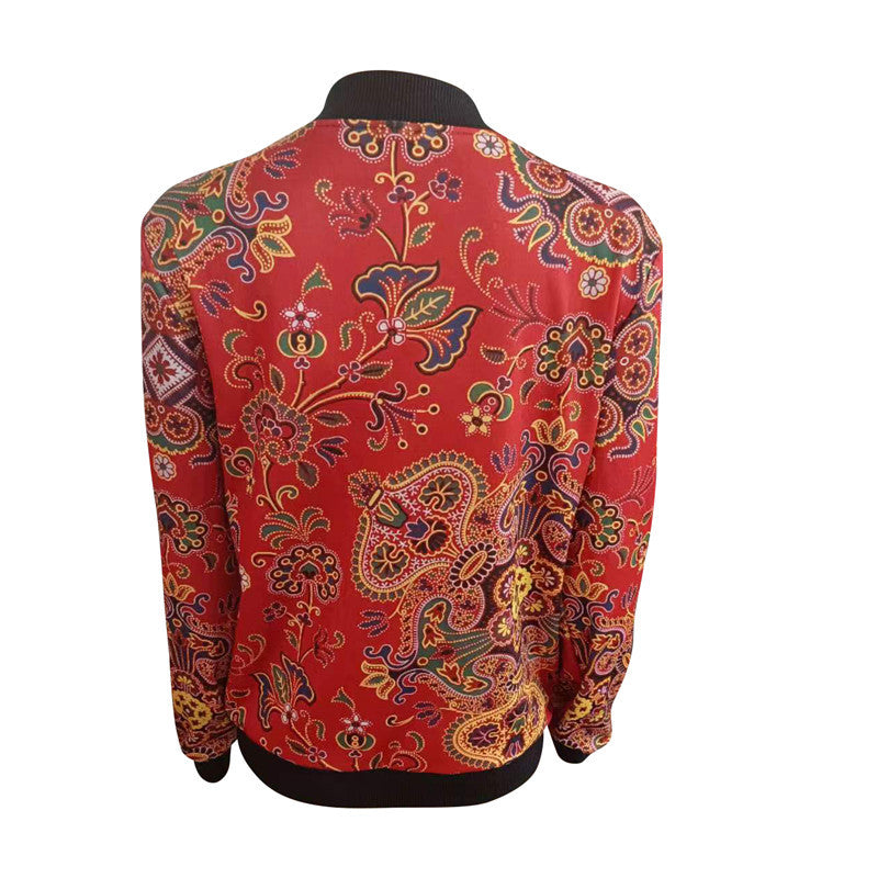 Damen trendiger Bomberjacke mit buntem Mandala-Muster R&B