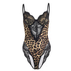 Damen-Spitzen-Bodysuit mit animalischem Muster und sexy Cut-Outs R&B