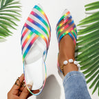 Damen Sling-Sandalen mit bunten, geflochtenen Riemen und komfortabler Sohle