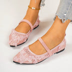 Damen elegante Ballerinas mit floralen Applikationen R&B