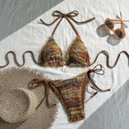 Damen Triangel-Bikini mit kunstvollem Strickdesign R&B