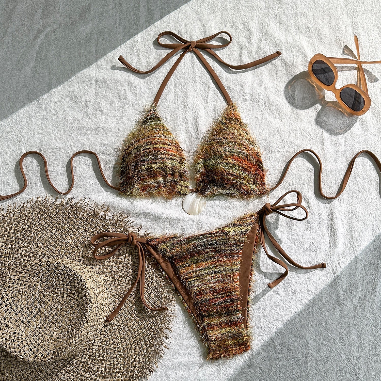 Damen Triangel-Bikini mit kunstvollem Strickdesign R&B