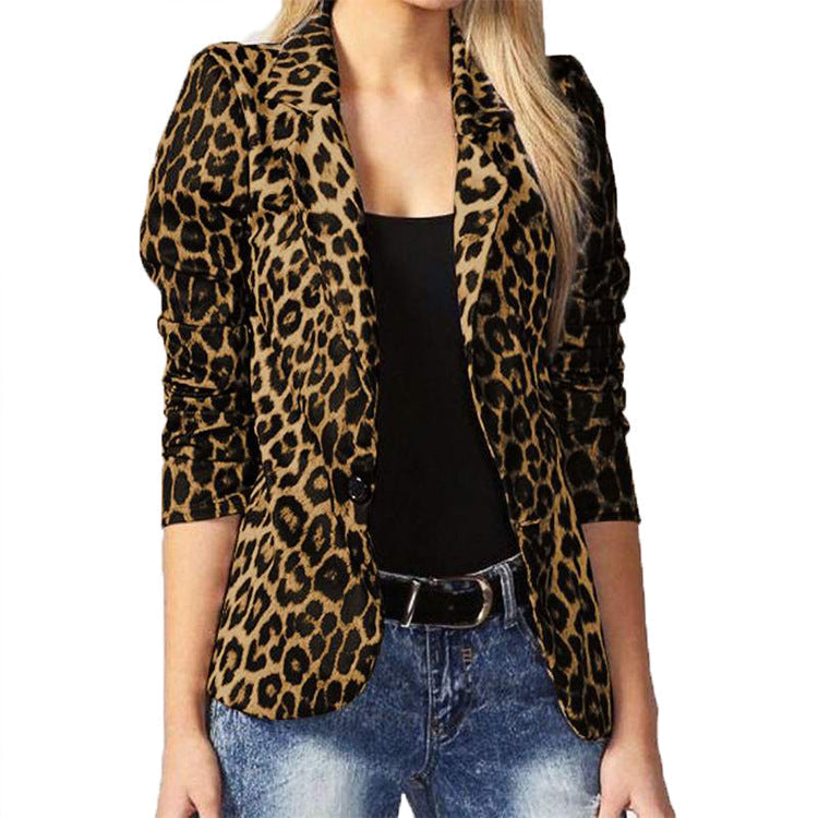 Damen Modischer Blazer mit Animal-Print R&B
