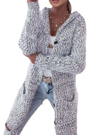 Damen Grobstrickjacke mit Kapuze und praktischen Taschen