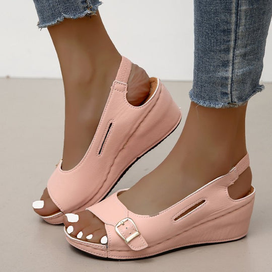 Damen Wedge-Sandalen mit komfortablem Riemchendesign R&B