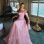 Damen Elegantes Abendkleid mit schulterfreien Puffärmeln und Choker EB