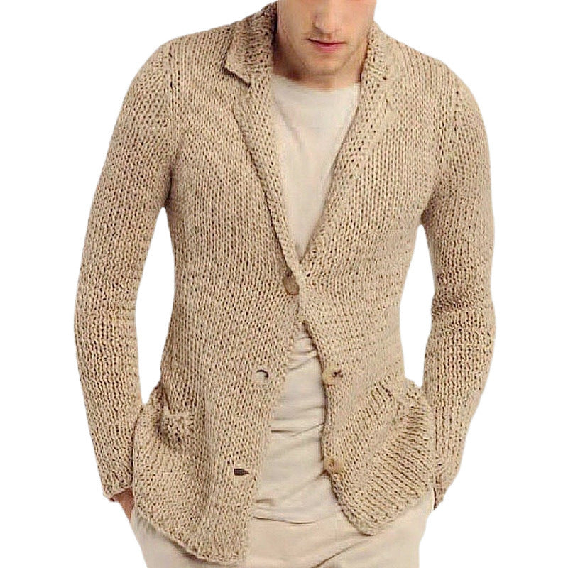 Herren Strickblazer mit natürlichem, rustikalem Design und praktischen Taschen R&B