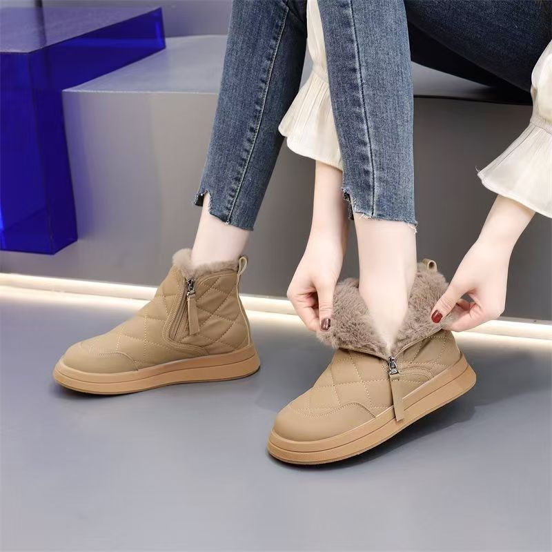 Damen Kuschelige Winterstiefel mit abnehmbarem Kunstfellkragen R&B