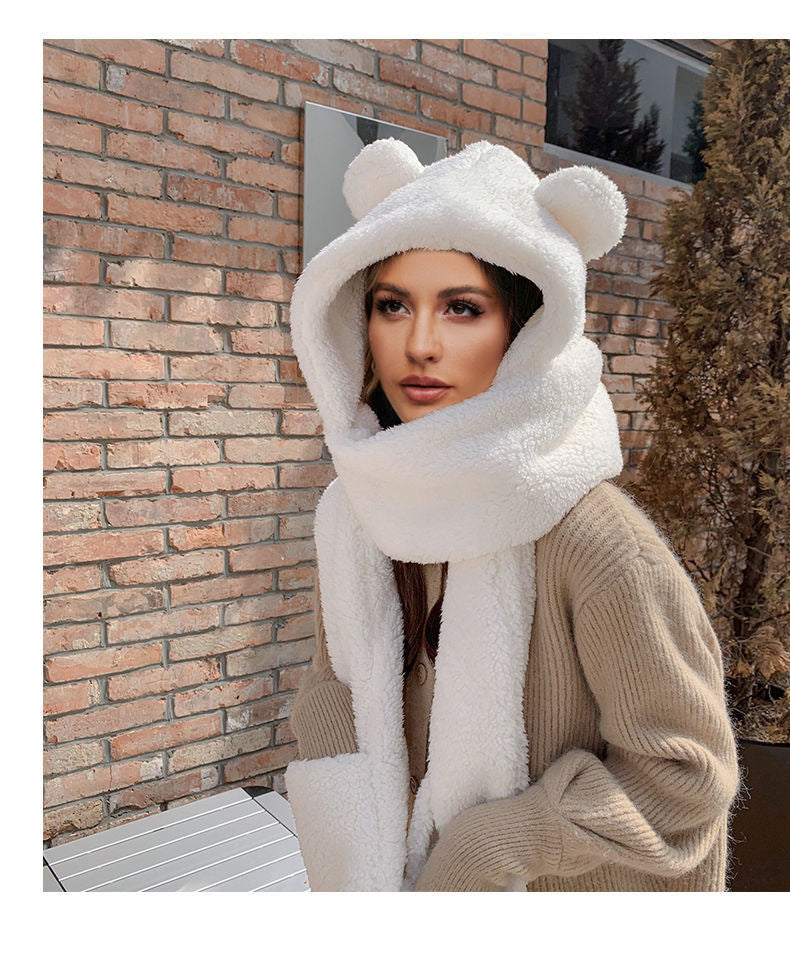 Damen Kuschelige Einhorn-Haube mit Schal R&B