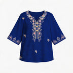 Damen Bluse mit Blumenmuster und Knopfleiste R&B