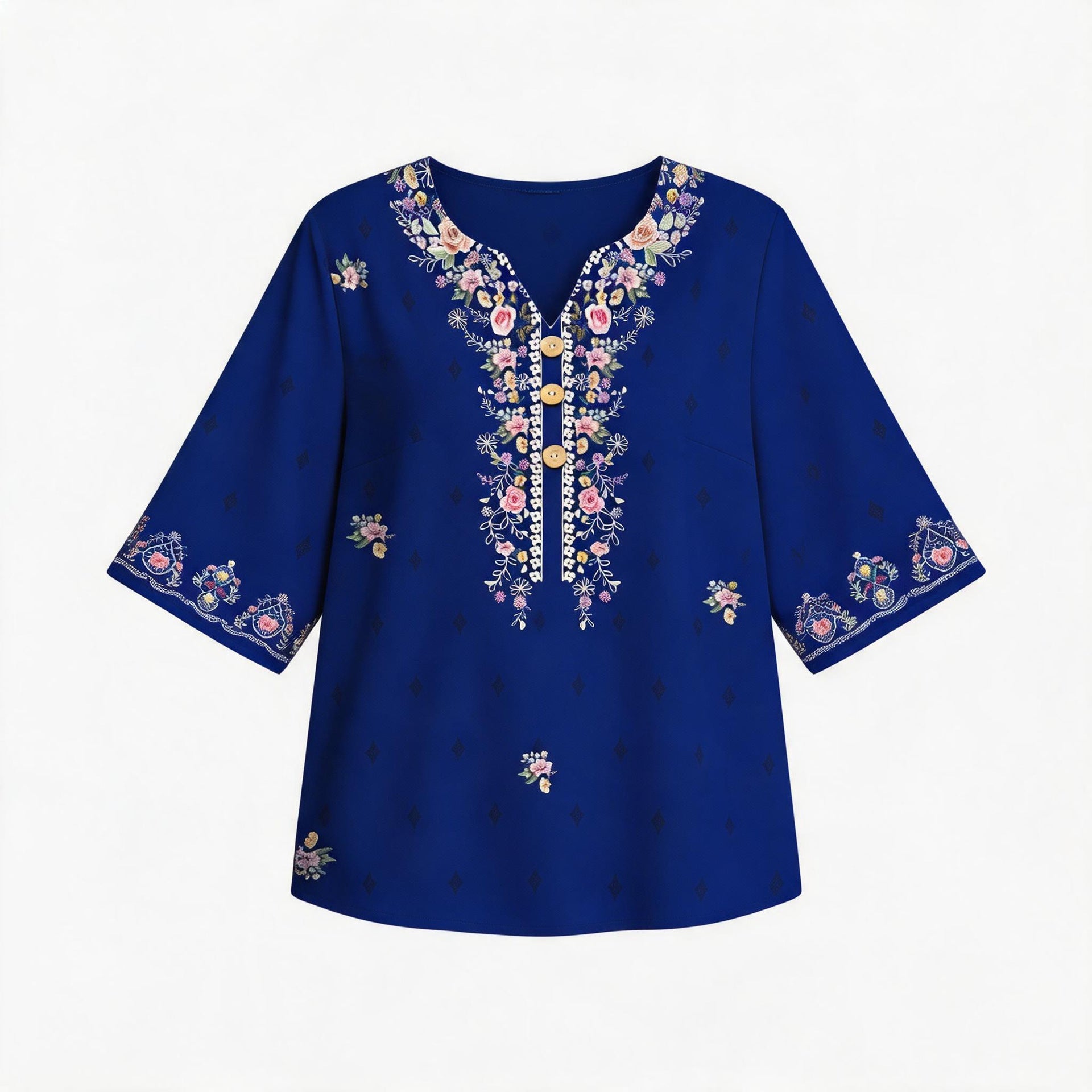 Damen lässiges Marine-Look Oberteil mit Knopfleiste R&B
