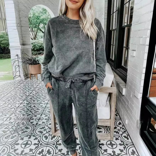 Damen lässiges Sportanzug-Set aus weichem Fleece R&B