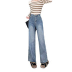 Damen Hochtaillierte weite Jeanshose im modernen Stil mit komfortablem Sitz R&B