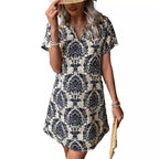 Damen Casual Kleid mit floralen Mustern und einem eleganten V-Ausschnitt R&B