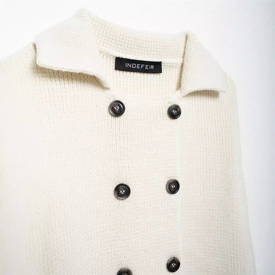 Damen Strickjacke mit doppelter Knopfreihe und praktischen Taschen R&B