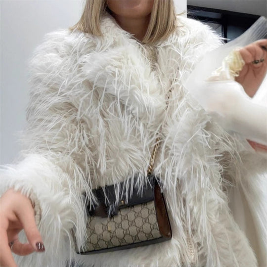 Damen Kunstpelzjacke im luxuriösen Design mit voluminösem Schnitt R&B