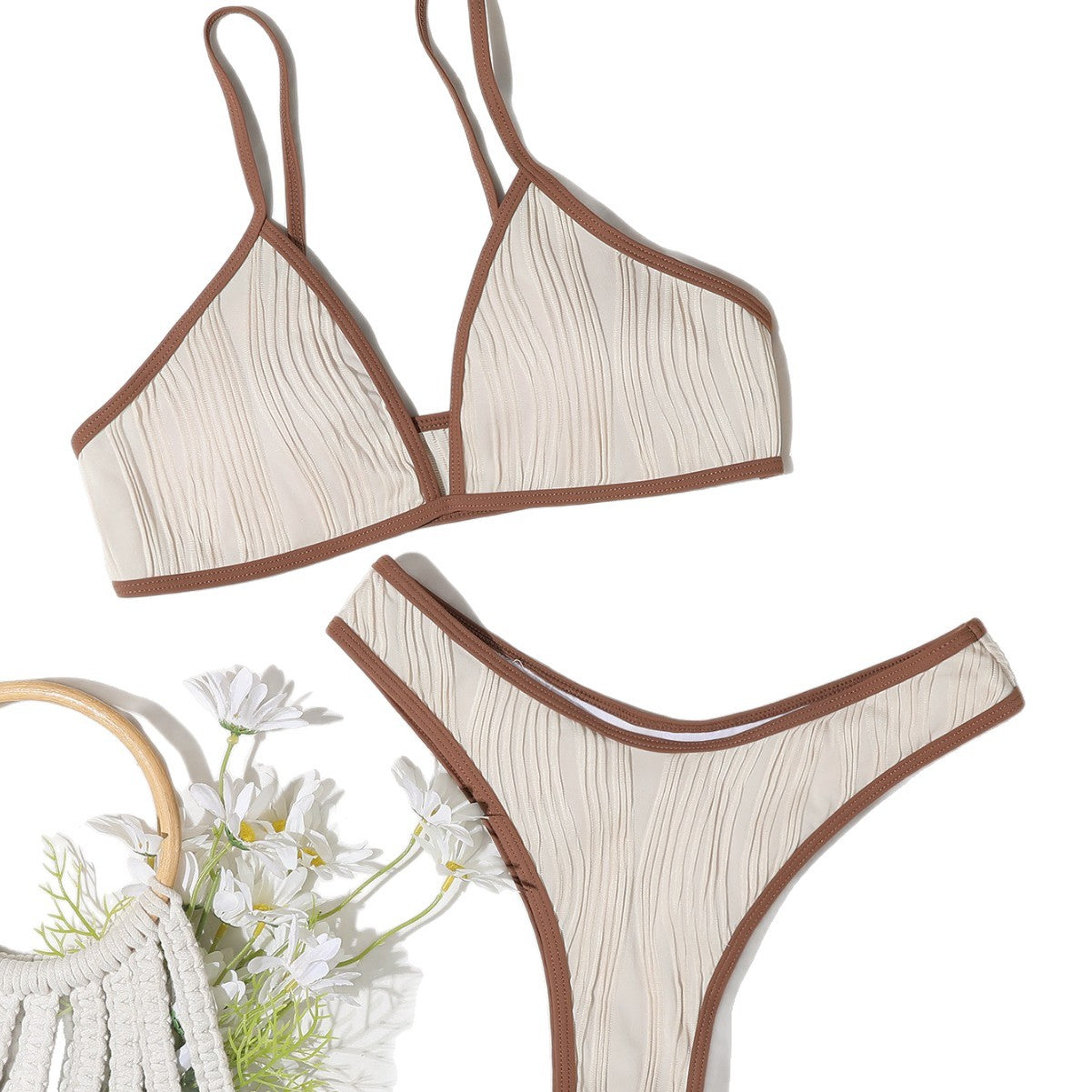 Damen Triangel-Bikini mit plissierten Details R&B