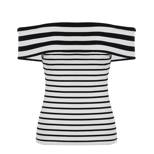 Damen Offshoulder Oberteil mit gestreiftem Design R&B