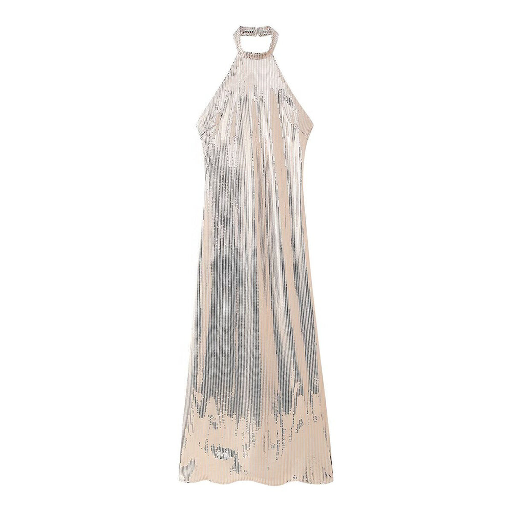 Damen Abendkleid mit funkelndem Pailletten-Design und elegantem Halterneck R&B