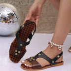 Damen Komfortable Leder-Sandalen mit verstellbarem Riemendesign und atmungsaktivem Fußbett