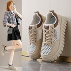 Damen modische Plateau-Sneaker mit atmungsaktivem Netz und robustem Sohlenprofil R&B