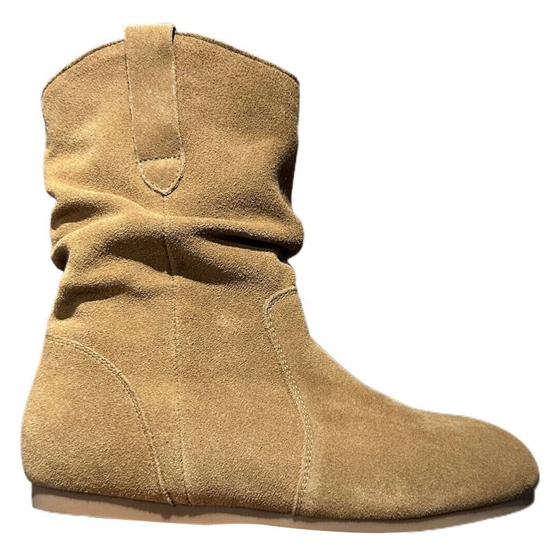 Damen modische Stiefel aus weichem Wildleder mit flexiblem Falten-Design R&B