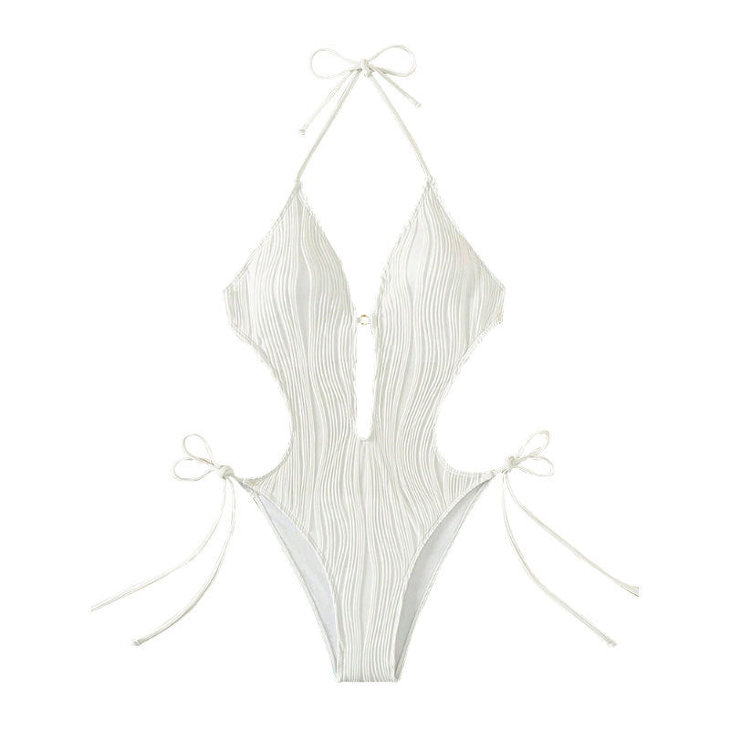 Damen Einteiler Badeanzug mit modischem Cut-Out und elastischem Wickeldetail R&B