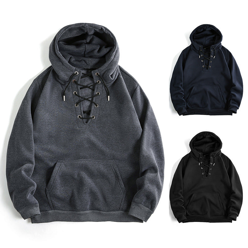 Damen Kapuzenpullover mit raffiniertem Schnürdesign und praktischer Kängurutasche R&B