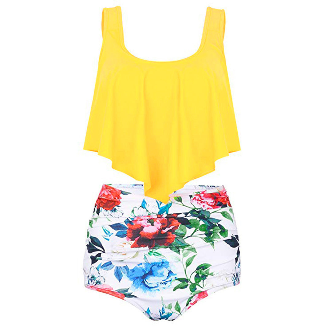 Damen Modisches Tankini-Set mit floralem Unterteil und lässigem Oberteil R&B