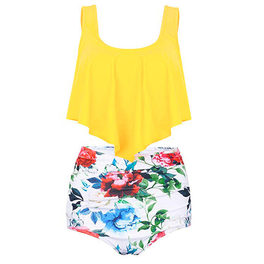 Damen Modisches Tankini-Set mit floralem Unterteil und lässigem Oberteil R&B