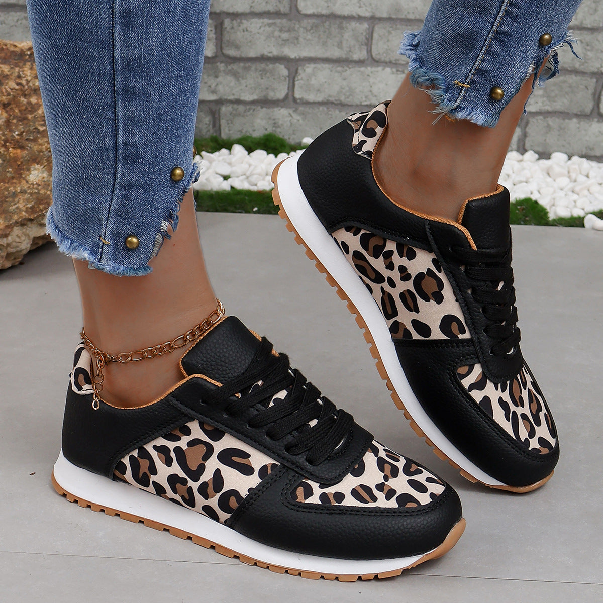 Damen modische Sneakers im angesagten Leomuster mit komfortabler Dämpfung EB