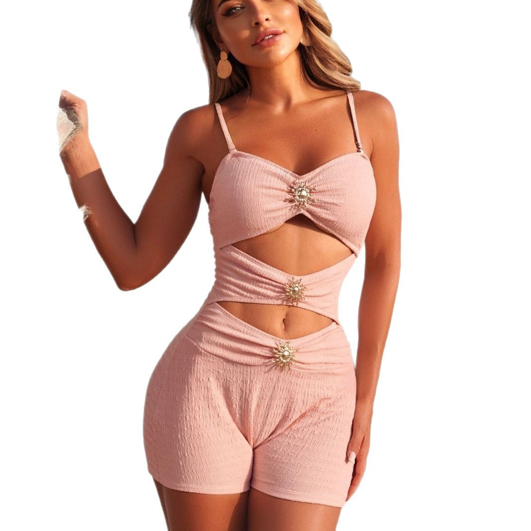 Damen Cut-Out Strampler mit dekorativen Verzierungen R&B