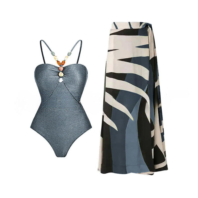 Damen Einteiliger Badeanzug mit modischen Schmuckdetails R&B