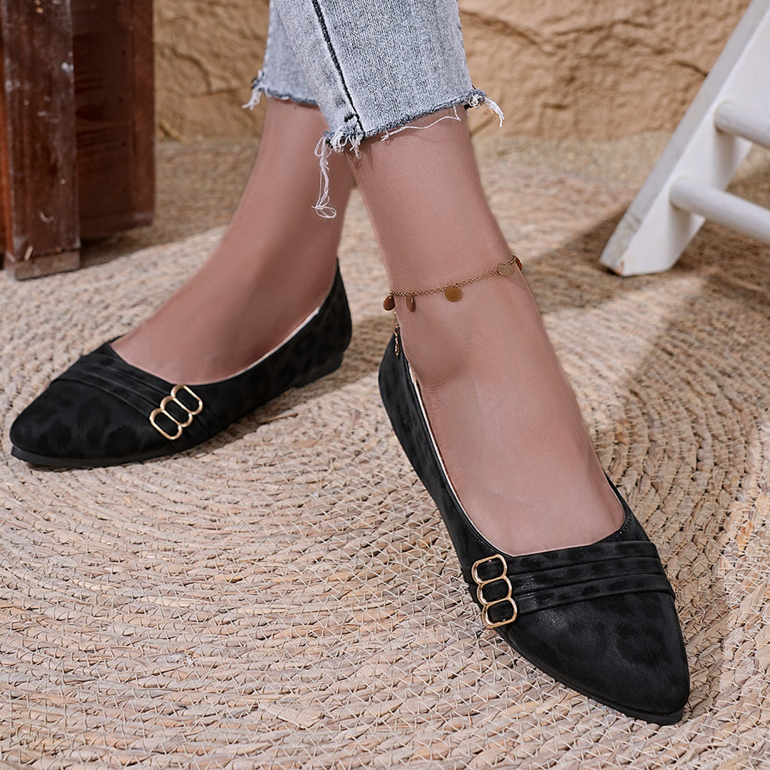 Damen dekorative Ballerinas mit elegantem Leopardenmuster und hochwertigem Futter R&B
