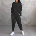 Jogginganzug Damen Lounge-Set mit weiten Ärmeln und Taschen