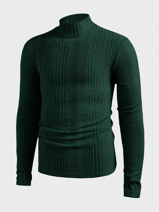 Herren Strickpullover mit hohem Kragen und Rippstruktur R&B