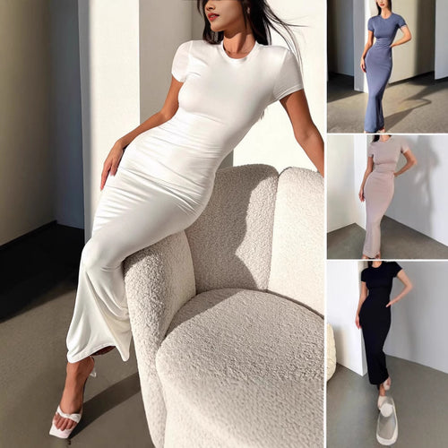 Damen Figurbetontes Maxikleid mit kurzen Ärmeln R&B