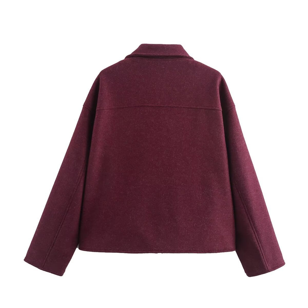 Damen lässige Wolljacke mit praktischen Brusttaschen und hochwertigem Reißverschluss R&B