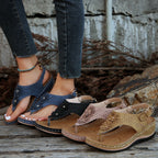 Damen modische Zehentrenner-Sandalen mit floralem Design und rutschfester Sohle R&B