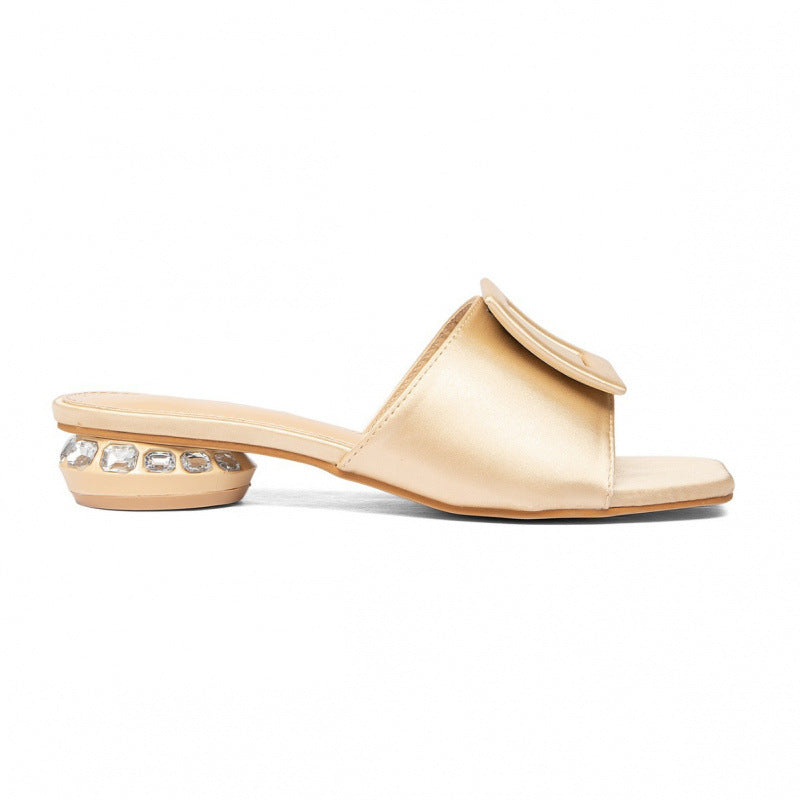 Damen Sandalen mit dekorativen Schnallen und funkelndem Absatz R&B